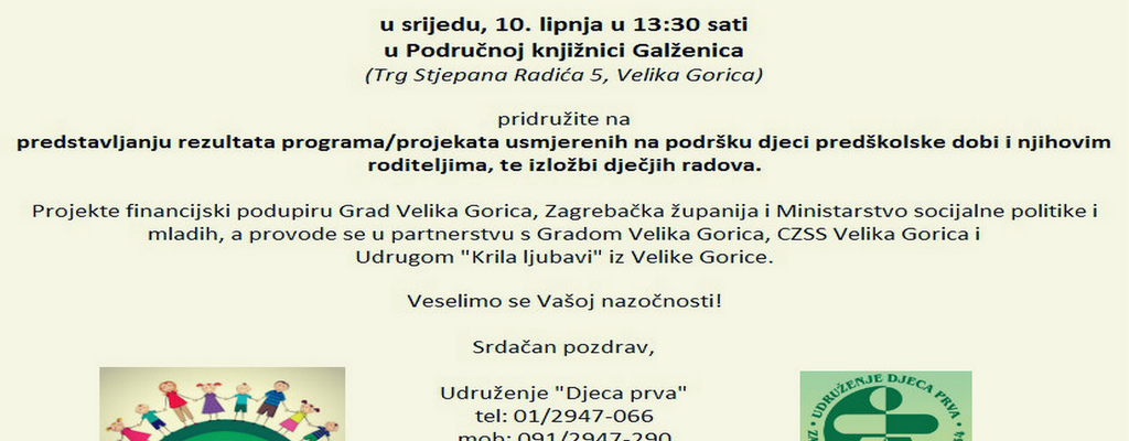 Predstavljanje rezultata programa / projekata Udruženja „Djeca prva“