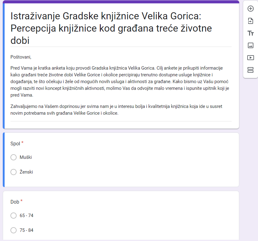 POZIV NA SUDJELOVANJE U ISTRAŽIVANJU GRADSKE KNJIŽNICE VELIKA GORICA