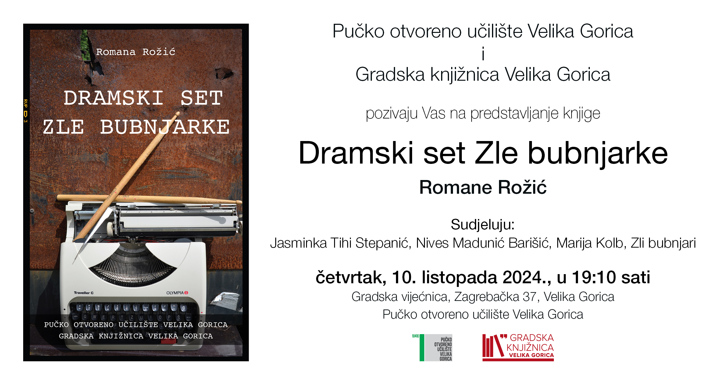 Predstavljanje knjige Romane Rožić: DRAMSKI SET ZLE BUBNJARKE