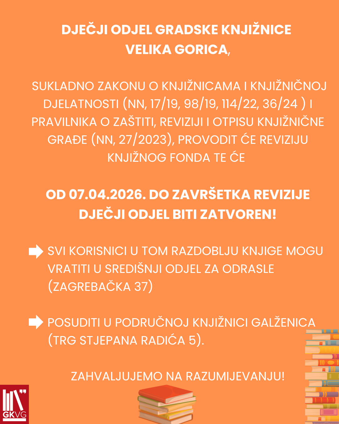 OBAVIJEST O PROVOĐENJU REVIZIJE NA DJEČJEM ODJELU